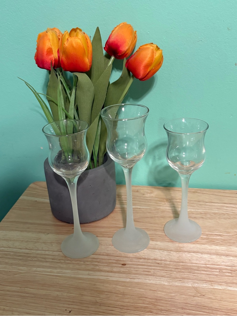 Partylite Frosted Stemmed Glasses - Clear and Frosted Set